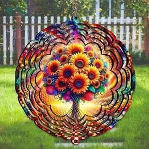 8 inch sunflower tree bouquet floral   indoor /outside wind spinner